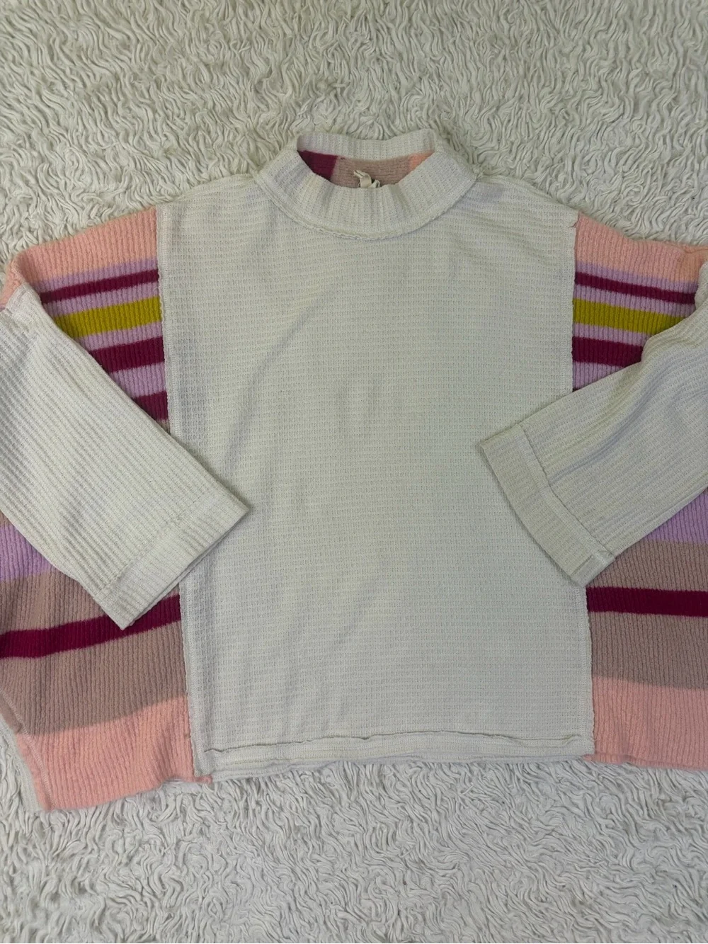 We The Free Free People Susie Swit Overused Batwing Sleeve Poncho Top